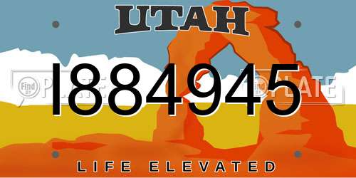 I884945 Utah License Plate