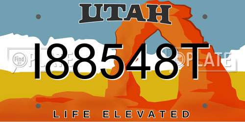 I88548T Utah License Plate