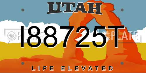 I88725T Utah License Plate