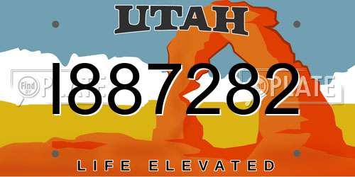 I887282 Utah License Plate