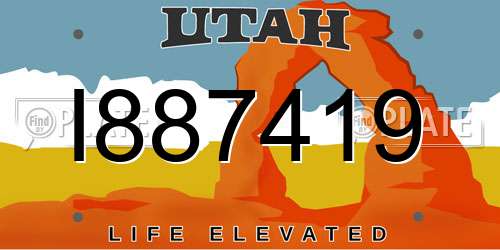 I887419 Utah License Plate