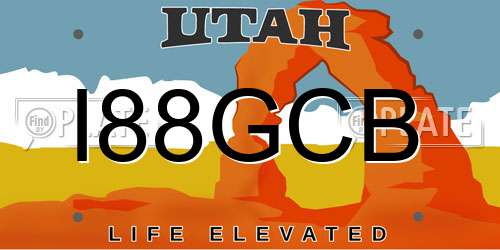 I88GCB Utah License Plate