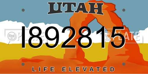 I892815 Utah License Plate