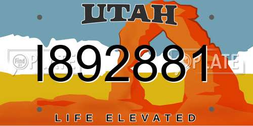 I892881 Utah License Plate