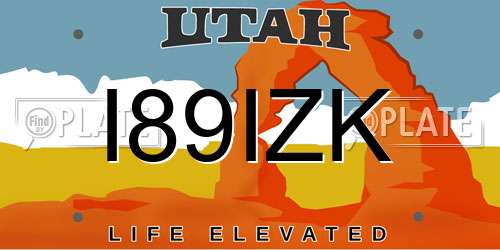 I89IZK Utah License Plate