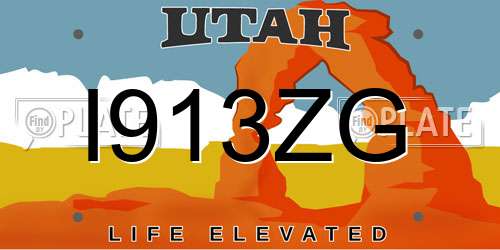 I913ZG Utah License Plate