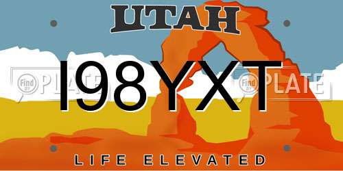 I98YXT Utah License Plate