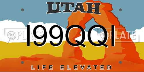 I99QQI Utah License Plate