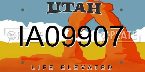 IA09907 Utah License Plate