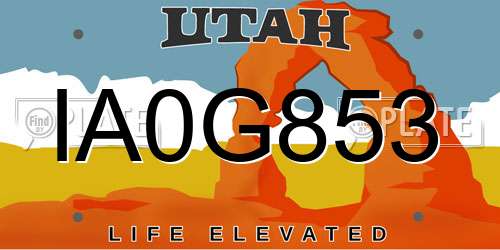 IA0G853 Utah License Plate