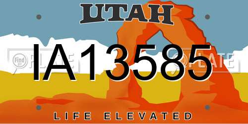 IA13585 Utah License Plate