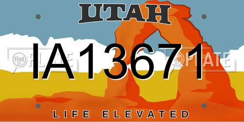 IA13671 Utah License Plate