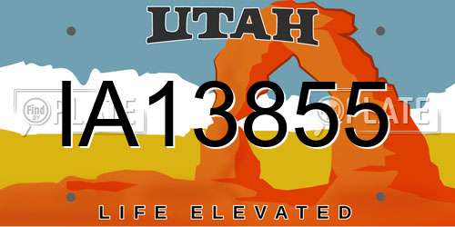 IA13855 Utah License Plate
