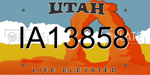 IA13858 Utah License Plate