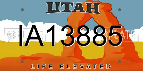 IA13885 Utah License Plate