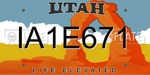 IA1E671 Utah License Plate