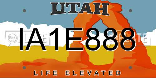 IA1E888 Utah License Plate