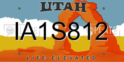 IA1S812 Utah License Plate
