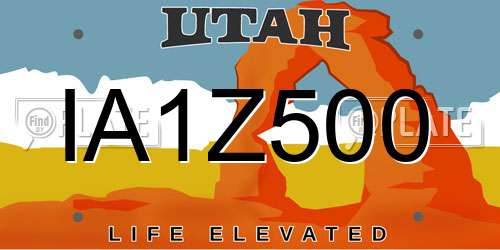 IA1Z500 Utah License Plate
