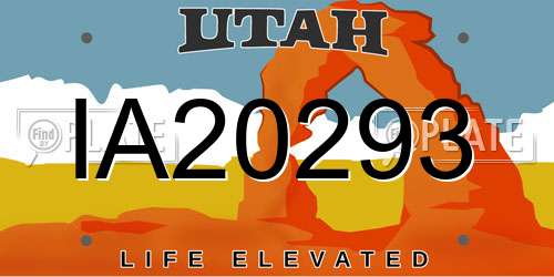 IA20293 Utah License Plate