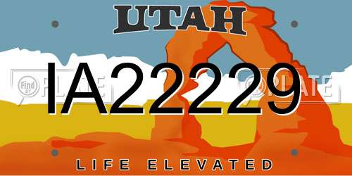 IA22229 Utah License Plate