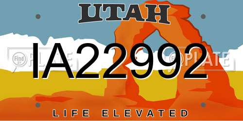 IA22992 Utah License Plate