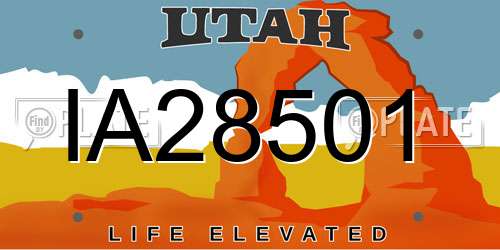 IA28501 Utah License Plate
