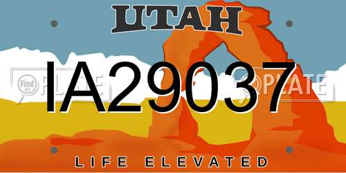 IA29037 Utah License Plate