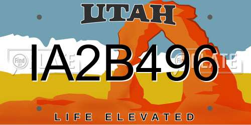 IA2B496 Utah License Plate