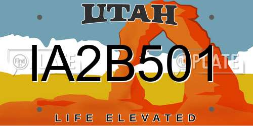 IA2B501 Utah License Plate