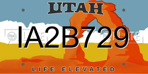 IA2B729 Utah License Plate