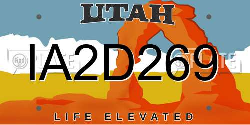 IA2D269 Utah License Plate