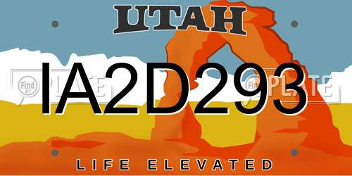 IA2D293 Utah License Plate