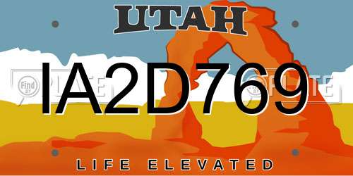 IA2D769 Utah License Plate