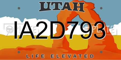 IA2D793 Utah License Plate