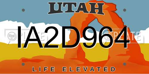 IA2D964 Utah License Plate