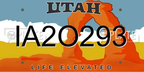IA2O293 Utah License Plate