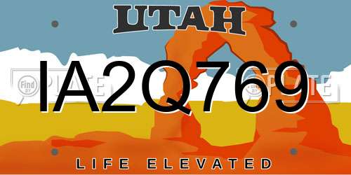 IA2Q769 Utah License Plate