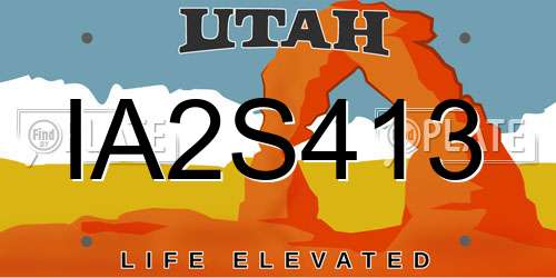 IA2S413 Utah License Plate