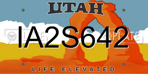 IA2S642 Utah License Plate