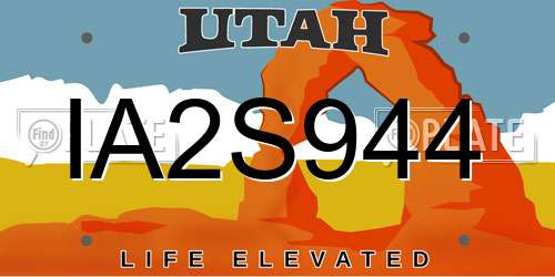 IA2S944 Utah License Plate