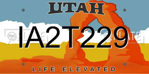 IA2T229 Utah License Plate