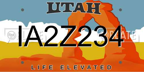 IA2Z234 Utah License Plate
