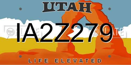 IA2Z279 Utah License Plate