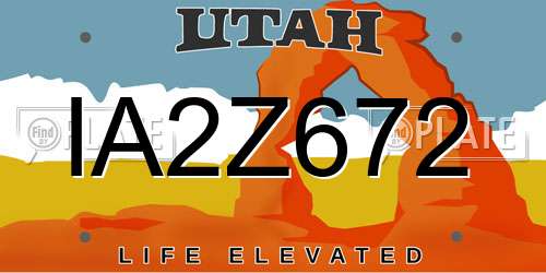 IA2Z672 Utah License Plate