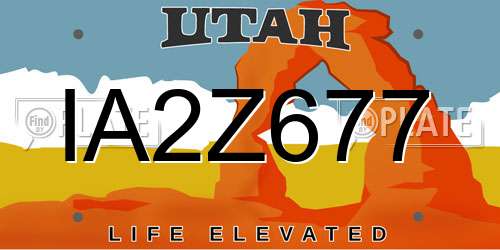 IA2Z677 Utah License Plate