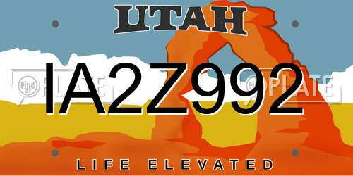 IA2Z992 Utah License Plate