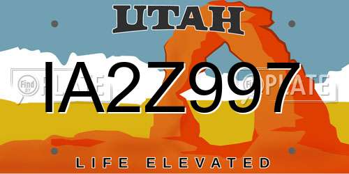 IA2Z997 Utah License Plate