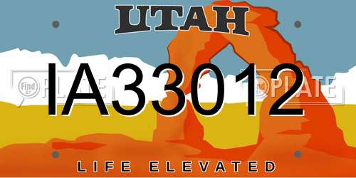 IA33012 Utah License Plate