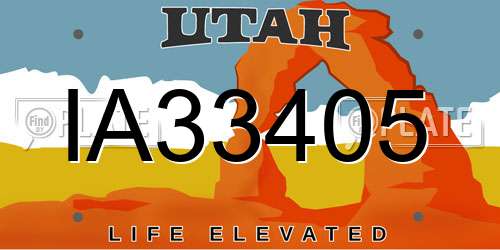 IA33405 Utah License Plate